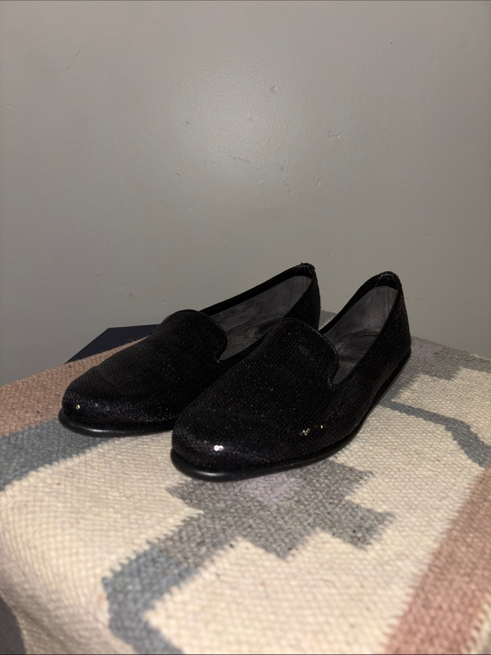 AEROSOLES Black Sequin Slip-On Loafers